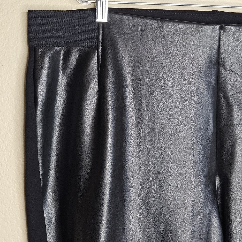 NWT Chaps 2X Black Faux Leather Ponte Leggings W-2490 - Picture 9 of 14